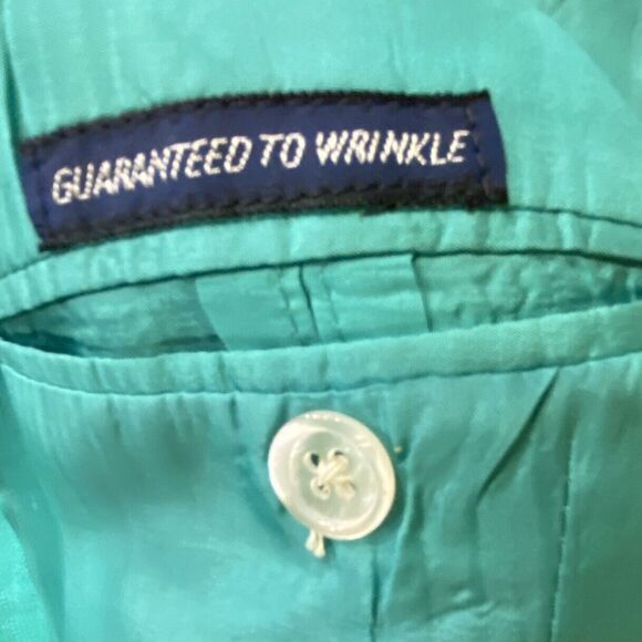 Ralph Lauren Black Label Double Breasted 100% Linen Blazer Lined Turq 12 Vtg 60s - Picture 5 of 8